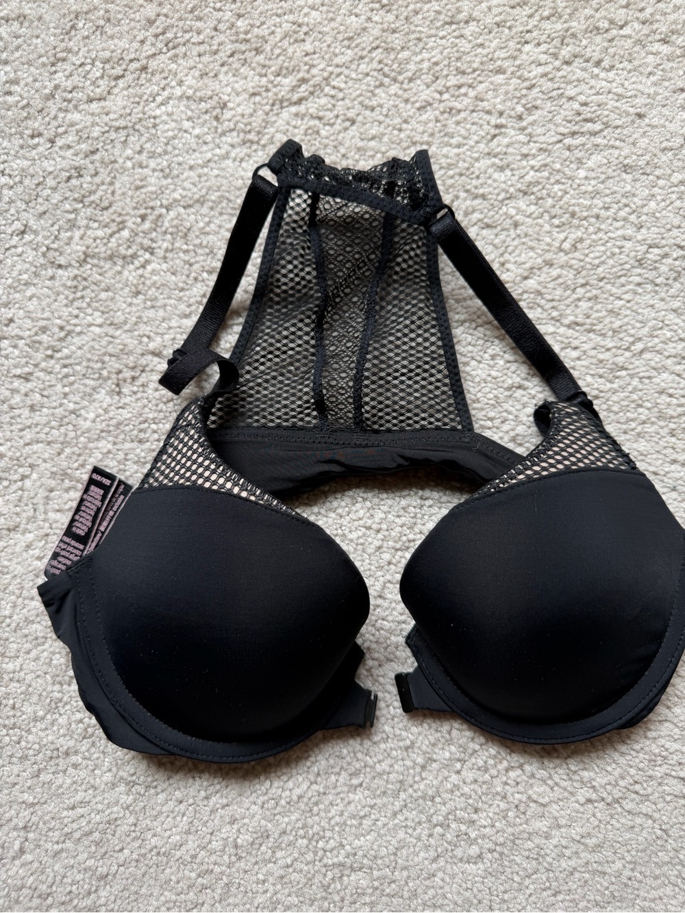 Victoria's Secret Black Mesh Racerback Push-Up Bra